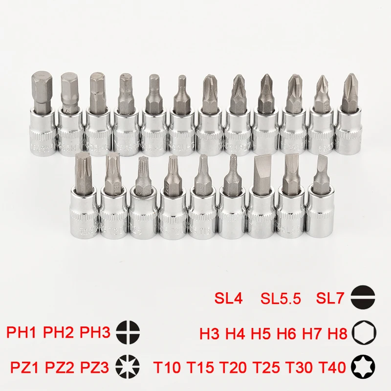 21pcs 32mm Long Bit Socket Set Hex Torx Slotted Phillips Pozidriv Bits 1... - $1,259.34 MXN