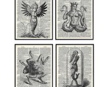 Monster Dictionary Art Prints - Vintage Upcycled Wall Art Poster Set- Ch... - $37.99