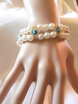 New Exquisite Ladies&#39;  Charming  Beads Stretch Rhinestones Faux Pearls Bracelet  - £4.73 GBP