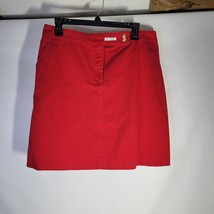 Womans Tommy Hilfiger Red Knee Length Cotton Skirt Offset Button Closure... - $22.10