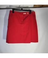 Womans Tommy Hilfiger Red Knee Length Cotton Skirt Offset Button Closure... - £17.40 GBP