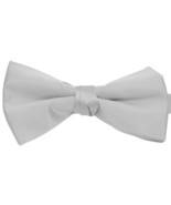 Boy&#39;s 1.5&quot; Poly Satin Banded Bow Ties - Silver - £5.44 GBP