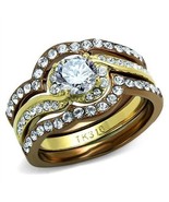 TK2669 Stainless Steel Clear CZ Ring - AAA Grade Center Stone Jewelry - $41.99
