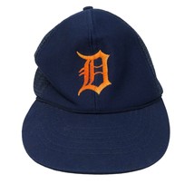 VTG Detroit Tigers Baseball Old English D Snapback Blue Hat - £27.58 GBP