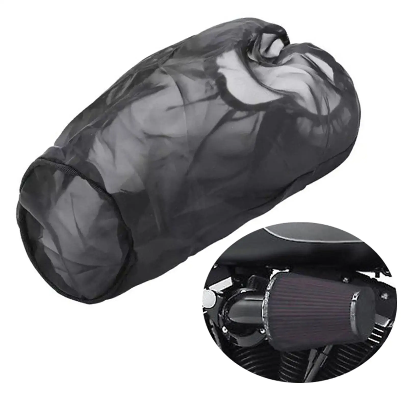 Black Dustproof Rain Sock Cover for Harley Models - Air Filter Protective Cove - £12.58 GBP