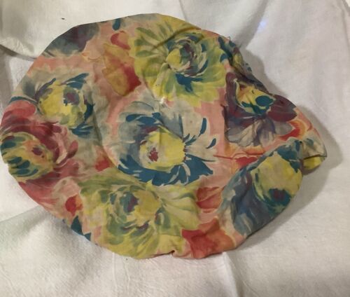 Vtg Ladies Flowered Cotton Cap Lace Edge - $9.49