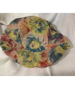 Vtg Ladies Flowered Cotton Cap Lace Edge - £7.52 GBP