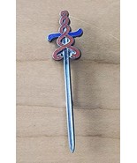Estate Sterling Enamel Blue Red Brooch Snake Serpent Doctor Nurse Medicine - $33.61 CAD