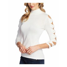 CeCe Ivory Cold Shoulder Turtleneck Sweater - £26.16 GBP