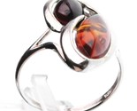 Sterling Silver 925 Multi-Color Dark &amp; Light Brown Oval Baltic Amber Rin... - £17.10 GBP