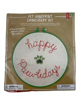 Made For Retail Embroidery Keepsake Kit Dog Paw Print Happy Pawlidays - $7.12