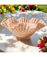 Vintage Fenton Pastel Pink Milk Glass Bowl Hobnail Pattern Ruffled Edges... - $1,958.21 MXN