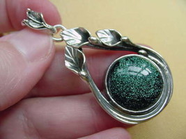 (#D-98-H) Green Black Dichroic Fused Glass Pendant Jewelry Sterling Silver - £48.31 GBP