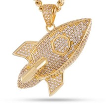 2 Ct Round Lab-Created Moissanite ROCKET Pendant 14K Yellow Gold Plated Silver - £259.60 GBP