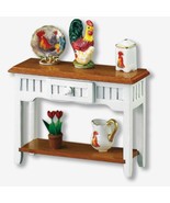 Dollhouse Tuscan Side Table Reutter 1:12 Miniature Rooster Pitcher Flowers 14950 - £26.19 GBP