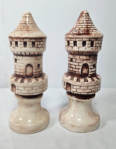 7&quot; Tall Ceramic Chess Piece Set of 2 White Red ROOK Castle Office Home D... - £18.07 GBP