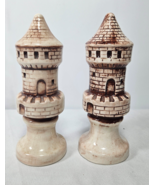 7&quot; Tall Ceramic Chess Piece Set of 2 White Red ROOK Castle Office Home D... - £18.05 GBP