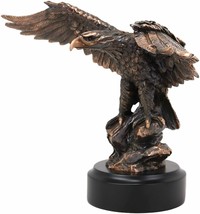 USA American Bald Eagle With Open Wings Bronze Electroplated Resin Statue Decor - £45.80 GBP