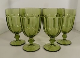 Libbey Glass Duratuff Olive Green GIBRALTAR Iced Tea Glass Goblet (s) LOT OF 4 - $39.55