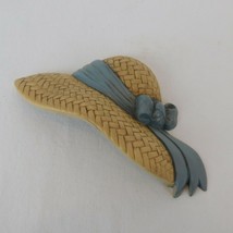 Plastic Straw Hat With Blue Ribbon Wall Hanging Decoration By Burwood Vi... - $5.95