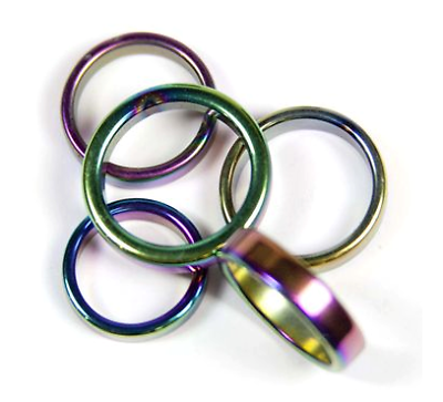 12 FLAT RAINBOW 6 MM HEMATITE STONE RINGS rock jewelry band ring  energy... - $12.30