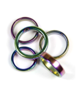 12 FLAT RAINBOW 6 MM HEMATITE STONE RINGS rock jewelry band ring  energy... - $16.87 CAD