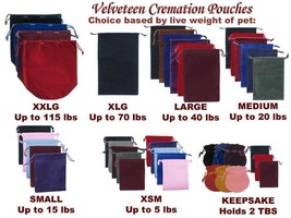 Velveteen Cremation Pouch, Pet Ashes Bag, Pet Loss, Many Sizes and Colors - £5.83 GBP+