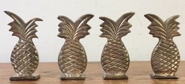 Set of 4 Vintage Antique Brass Pineapple Place Card Holders Wedding Dinners - $59.99