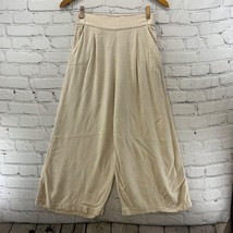H&amp;M Linen Blend Pants Womens Sz 4 Cream Beige Culottes Stretch - $14.84