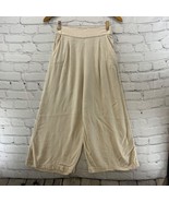 H&amp;M Linen Blend Pants Womens Sz 4 Cream Beige Culottes Stretch - £11.64 GBP