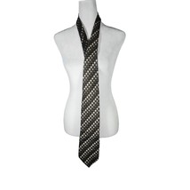 Mosaic Men&#39;s 100% Silk Tie Silver Gray Black 62&quot; Squares - £9.15 GBP