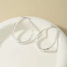 Large U-Shaped Geometric Silver Plated Hoop Earrings - New - £11.94 GBP