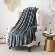 SE SOFTEXLY Fleece Blanket Super Soft Grey Throw Blanket 50 X 60 NEW - £10.95 GBP