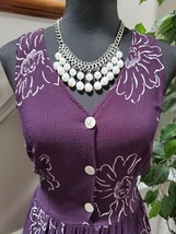 Vintage Stacey Tyler  Purple Floral Rayon V-Neck Sleeveless Knee Length Dress 10 - £22.30 GBP
