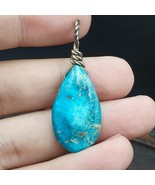 Collana con ciondolo in argento sterling turchese blu acqua naturale VIN... - €36,96 EUR