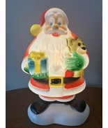 Vintage 18&quot; Christmas Santa Claus Holding Teddy Bear &amp; Present Lighted B... - $45.53