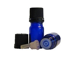 5 ml (1/6 oz) Cobalt Blue Glass Bottle with Black Cap and Euro Dropper; ... - £12.96 GBP