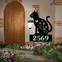 Cat Yard Stake Solar Lantern Glow in Dark House Address Numbers Garden A... - $34.48