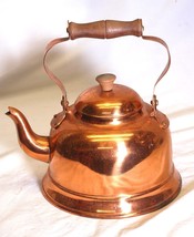 Copper Teapot Tea Kettle Wooden Handle Farmhouse Portugal - $737.95 MXN