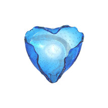 Mid-Century Murano Turquoise Blue Bullicante Art Glass Triangular Bowl - £146.53 GBP