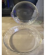 (2 PLATES) Pyrex 229 Clear Glass Deep Dish 10” Scalloped Fluted Edge Pie... - £20.50 GBP