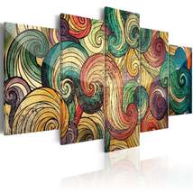 Tiptophomedecor Abstract Canvas Wall Art - Colourful Waves - Stretched &amp; Framed  - £71.93 GBP+