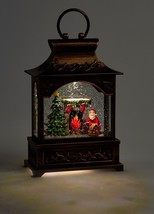 Christmas Scene Snow Globe with Santa by Fireplace 9.84" High Glitter Lights Up image 2