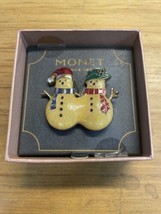 NEW Monet Christmas Snowman Brooch Pin Fashion Jewelry Xmas Snow Winter KG JD - $21.78