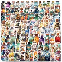 100 Pcs Handmade Cartoon Landscape Stickers - Cute Kawaii Anime Design f... - £9.37 GBP