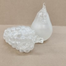 Frosted Clear Art Glass Figural Fruit Grapes &amp; Pear Hollywood Regency Style - £28.38 GBP