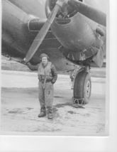 Vintage B&amp;W Photo of Airman Standing Under Propeller of a Bomber 8x10 - £10.27 GBP