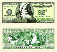 ✅ Pack of 10 Christmas Santa Claus 1 Million Dollar Bills Collectible Novelty ✅ - £6.98 GBP