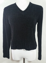 By Design Womens Sweater Small Top Acrylic Black Long Sleeve V Neck Cozy... - $9.99