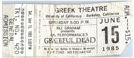 Vintage Grateful Dead Ticket Stub June 15 1985 Berkeley California - £27.25 GBP
